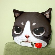 [마하리빙] BIG 고양이 얼굴 쿠션, 고백할고양