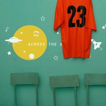 꿀밤 그래픽스티커 우주를 건너, 그레이+옐로우+화이트