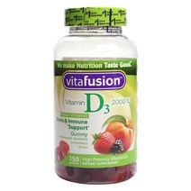 Vitafusion 비타민 D3 2000 IU 본 & 이뮨 서포트 피치 블랙베리 스트로베리 구미, 150개입, 1개