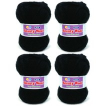 뷰티울 털 뜨개실 80g x 4p, 261 검정, 4개