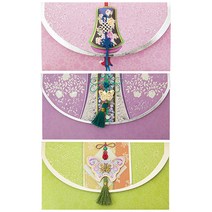 프롬앤투 전통 자수 용돈봉투 3종 세트 fb216-456, 혼합 색상, 1세트