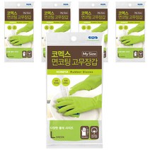 코멕스 면코팅 고무장갑 L, 그린, 5개