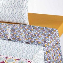 라흐두뜨 멀티 컬러 에스닉 순면 홑이불 F696616, printed