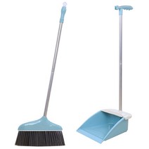 하늬통상 스탠드 쓰레받기 + 빗자루 세트 블루, 1세트