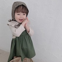 꼰띠키즈 여아용 그린린넨언발원피스