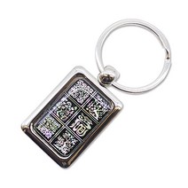 나전칠기 외국인 선물 자개 사각 열쇠고리, 사군자수복문(흑백), 1개