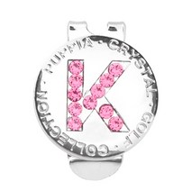 퍼피아 골프 스와로브스키 이니셜 볼 마커 자석 클립 세트, 로즈 K