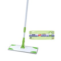 스카치브라이트 베이직 막대걸레 대형 + 베이직 더블액션 플러스 물걸레 청소포 대형 25매, 1세트