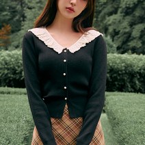 [장원영 착용] 로라로라 여성용 프릴 칼라 가디건