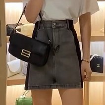 메이첼 사이드 배색 흑청 데님 미니 스커트 00442
