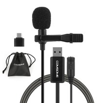 컴썸 USB 이어폰 헤드폰 핀마이크 + C타입 젠더 + 파우치 세트, PIN-500