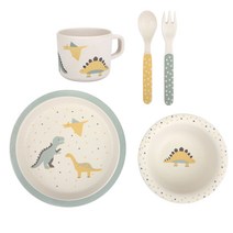 데일리라이크 밤부 키즈 디너세트 ver 2, Dinosaur, 접시 + 보울 + 컵 + 스푼 + 포크