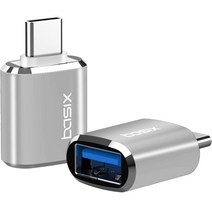 [카카오프렌즈usb] 베이식스 C타입 to USB 3.0 변환 OTG 젠더 A30 2p, 메탈 실버