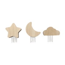 스튜디오612 벽걸이 우드 꼭꼬핀 후크 별 + 달 + 구름 세트, 1세트