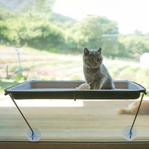 스윙펫 고양이 윈도우 창문 해먹 특대형 초강력 흡착식, 블랙(프레임)   그레이(상판)
