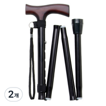 이치고이치에 컬러 빅핸드 접이식 지팡이 OT-009, 블랙, 2개