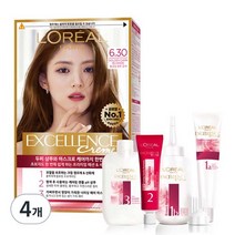 로레알파리 엑셀랑스 크림 염색제, 6.30호 밝은갈색(황금빛), 4개