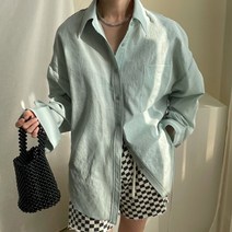 페이퍼먼츠 여성용 사선 뒤트임 허리 끈 파스텔 셔츠 00661