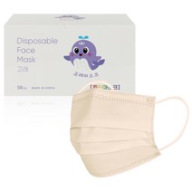 고래마스크 일회용 덴탈마스크 대형, 50매, 1개, 샤크림베이지