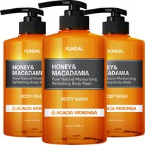 쿤달 퓨어 바디워시 바디클렌저 아카시아모링가향, 500ml, 3개