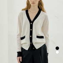 질바이질스튜어트 여성용 V-neck Combi Knit Cardigan