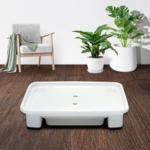 화분월드 고정식 서랍형 직사각 화분받침대, 백색