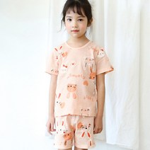 메이키즈 여아용 레빗츄츄 오가닉 5부 쟈가드 실내복 상하의 세트