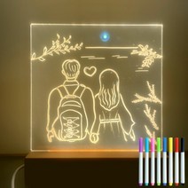 애플도어 LED 아크릴 그리는 액자 스퀘어 무드등, 혼합색상