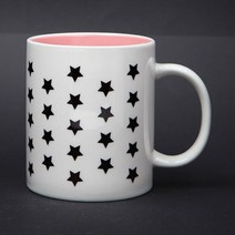 북유럽 화이트스타 디자인 머그컵 330ml, 핑크, 1개