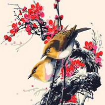 피포페인팅 DIY 명화그리기, B79 참새와매화