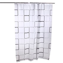 격자패턴 샤워커튼, 1개, 화이트계열