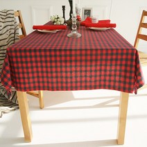 바이지미 레드체크 테이블보, 레드, 6인 (110 x 200cm)