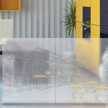 꾸밈 글라스 시트지, 도심 속 카페거리