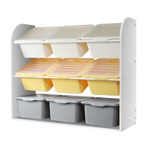 보노하우스 레브 트리플 3단 화이트 프레임 장난감 정리함, 옐로우