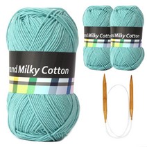 브랜드얀 밀키코튼 별무늬 목도리 DIY 뜨개실 3p + 고급 흑대바늘 3.5mm, 43번 파스텔민트, 1세트