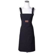 바이데코 순면 워싱 옥스포드 캔버스 앞치마, 블랙, 1개