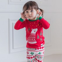 보보 아동용 크리스마스 곰 20수 후라이스 내의 상하의 세트