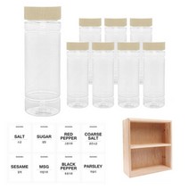 홈앤라이프 투명 원형 PET 양념통 미색 캡 140ml x 8p + 투명 스티커 8p + 사각 선반 세트, 1세트, 양념통 원형 8p + 투명 스티커 8종 + 사각 2단 선반