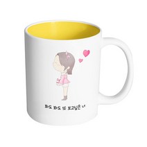 핸드팩토리 댄디커플소녀 봐도 봐도 또 보고싶은 너 머그컵, 내부 옐로우, 1개