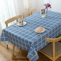저스틴앤클로이 테이블웨어 와이드스퀘어 디자인 PVC 방수 식탁보, 티벳블루, 120 x 180 cm