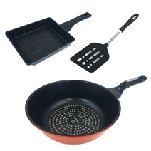 코코렉스 CHEF 계란팬 + 다이아몬드 궁중팬 28cm + 블랙 사각뒤집게 대 세트, 2개, 혼합색상