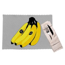아리코 25kitchen 현대팝 아메리칸 테이블 플레이트 2p, 묶음 바나나, 44 x 28 cm