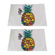 아울리빙 파인애플 키친 린넨 테이블매트 2p, A, 42 x 32 cm
