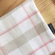 르우홈 워싱 린넨 선염 빅체크 패브릭 원단, 핑크