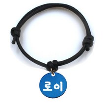 펫츠룩 굿모닝 블랙 반려동물 목걸이 S + 알미늄원형 팬던트 M, 블루(로이), 1개