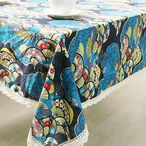 이코디 레트로팬 TC테이블보, 블루, 100 x 140 cm