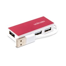 유니콘 USB2.0 4포트 무전원 USB허브 RH-A40, 레드