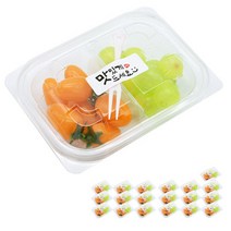 도나앤데코 미니 두칸 샐러드 투명 일회용 용기 사각 20p + 미니 두발 포크픽 화이트 20p + 스티커 맛있게드세요 20p, 1세트