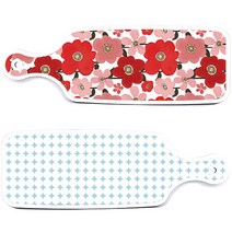 로엠디자인 붉은빛동백 서빙 도마 2p 세트, 붉은빛동백, 원형패턴파스텔블루, 1세트