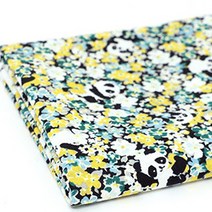 소프트 30수 코튼 팬더링 플라워 패브릭원단, 네이비 + 그린